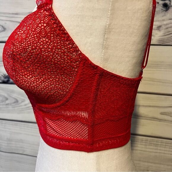 Victorias Secret Very Sexy Red Lace Strappy Choker Corset Bra - Picture 6 of 13